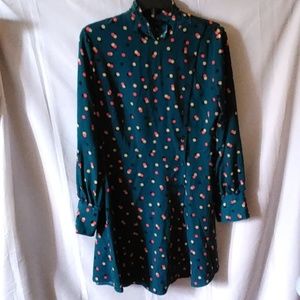 Who What Wear Green Bishop Sleeve Mock Neck Dress